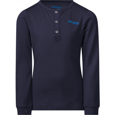 Kids' Myske Wool Shirt Navy Melange/Solid Dark Grey