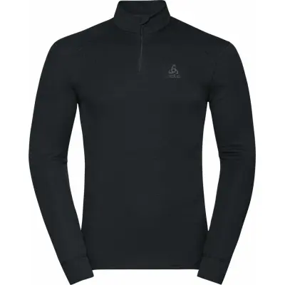 Odlo Men's Active Warm ECO Half-Zip Turtleneck Base Layer Top Black