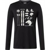 super.natural Men's Skiing Bear Long Sleeve Jet Black/Feather Grey/Gold Flake