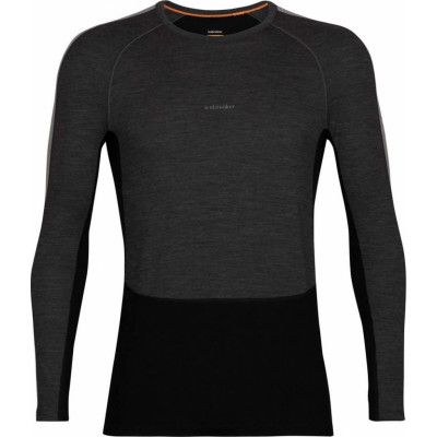 Icebreaker Men's Zoneknit 200 Long Sleeve Crewe Jet Heather/Black
