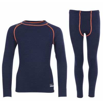 Merino Set Junior, Navy/Orange, 140,  Lindberg