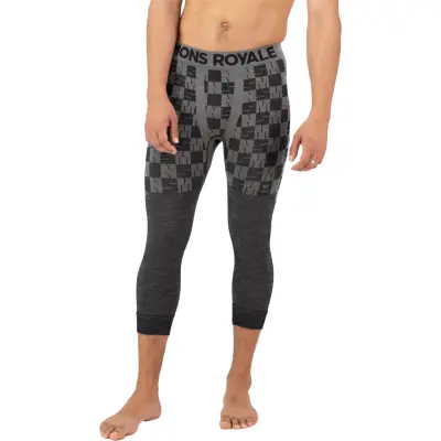 Mons Royale Men's Ascender Merino Seamless 3/4 Legging Dried Sage/Black