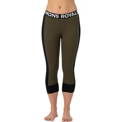 Mons Royale Women's Cascade Merino Flex 200 3/4 Legging Dark Olive
