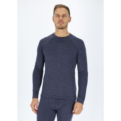 Nepal Wool Terry Merino Crewneck, Navy Melange, M,  Ullunderställ
