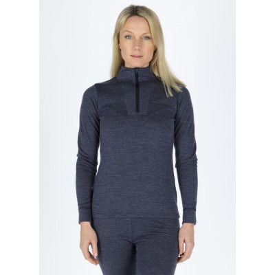 Nepal Wool Terry Merino Halfzip W, Navy Melange, 36,  Ullunderställ