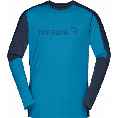 Norrøna Men's Falketind Equaliser Merino Round Neck Hawaiian surf/Indigo Night