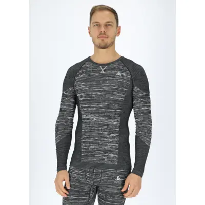 Odlo M Top Crew Neck L/S Black, Black - Space Dye, M,  Underställströjor