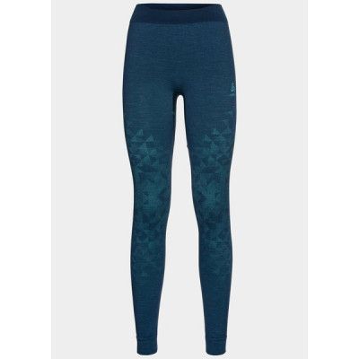 Odlo W Bottom Long Kinship Pw, Blue Wing Teal Melange, Xl,  Underställsbyxor