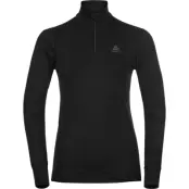 Odlo Women's Active Warm Eco Half-Zip Turtleneck Base Layer Top Black