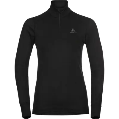 Odlo Women's Active Warm Eco Half-Zip Turtleneck Base Layer Top Black