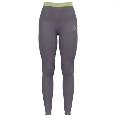 Odlo Women's Performance Wool 150 Base Layer Bottom Gray Ridge Melange - Shadow Lime
