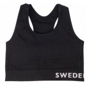 Padded Seamless Top, Black/Dk Grey Melange, M,  Swedemount