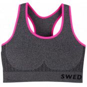 Padded Seamless Top, Dk Grey Melange/Fresh Pink, L,  Swedemount