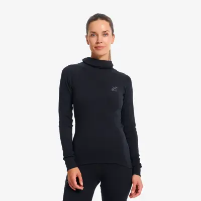 Route Merino Warm Base Layer Balaclava Top Dam Black, Storlek:S
