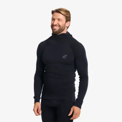Route Merino Warm Base Layer Balaclava Top Herr Black, Storlek:M