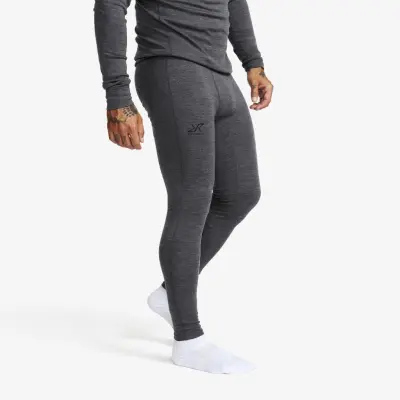 Route Merino Warm Base Layer Pants Herr Dark Grey Melange, Storlek:3XL