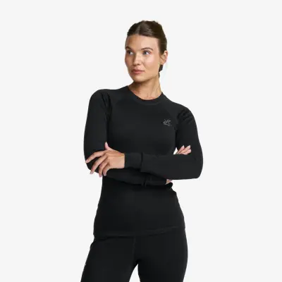 Route Merino Warm Base Layer Top Dam Black, Storlek:L