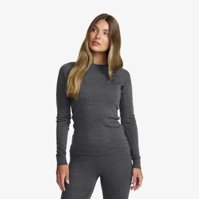 Route Merino Warm Base Layer Top Dam Dark Grey Melange, Storlek:S