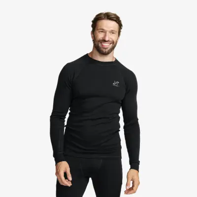 Route Merino Warm Base Layer Top Herr Black, Storlek:S