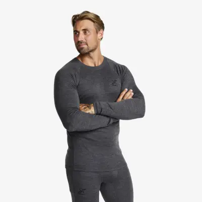 Route Merino Warm Base Layer Top Herr Dark Grey Melange, Storlek:4XL
