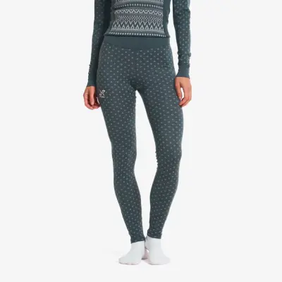 Route Merino Warm Graphic Base Layer Pants Dam India Ink/Alloy Grey, Storlek:L