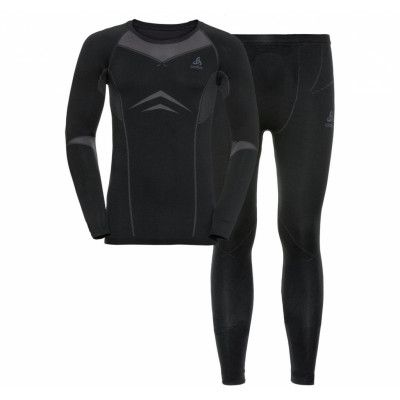 Set Long Performance Evolution, Black - Odlo Graphite Grey, S,  Underställströjor