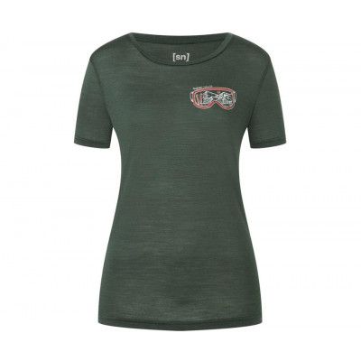 Super.natural Goggle Tee Women Deep Forest/Feather Grey/Aurora Red