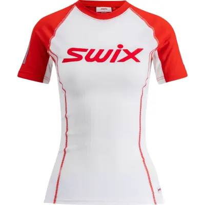Swix Women's Roadline RaceX Short Sleeve Bright White/Fiery Red