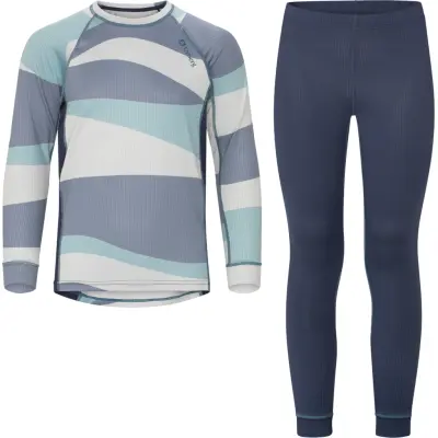 Urberg Junior's Printed Base Layer Set Blue Aop