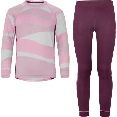 Urberg Junior's Printed Base Layer Set Pink Aop