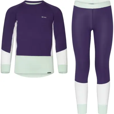 Urberg Juniors' Tree Base Layer Set Grape/cloudy Dancer/celadon