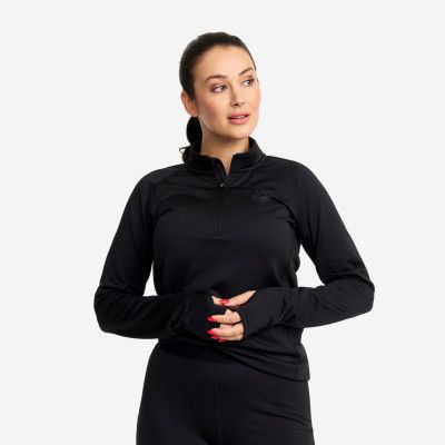 Waffle Half-zip Baselayer Top Dam Black, Storlek:S