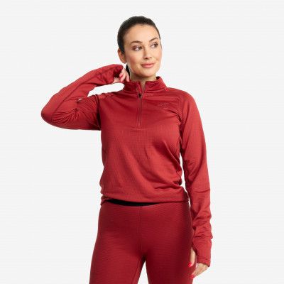 Waffle Half-zip Baselayer Top - Dam - Garnet, Storlek:XL - Underställ