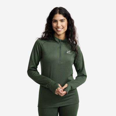Waffle Half-zip Baselayer Top - Dam - Garden Topiary, Storlek:S - Underställ
