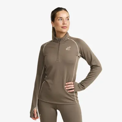 Waffle Half-zip Baselayer Top Dam Morel Grey/Peyote, Storlek:XL