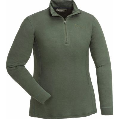Pinewood Women's Abisko Merino Base Layer Half Zip Dark Moss Green