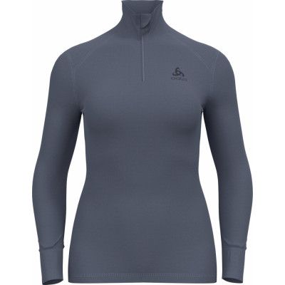 Odlo Women's Active Warm Eco Half-Zip Turtleneck Base Layer Top Folkstone Gray