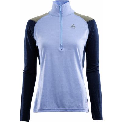 Aclima Women's LightWool Reinforced Mockneck Purple Impression/Navy Blazer/Ranger Green