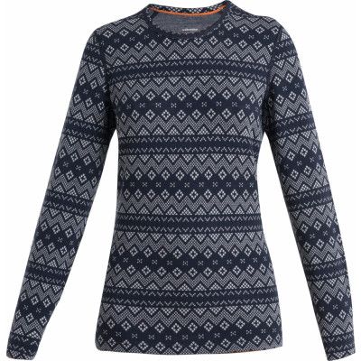 Icebreaker Women's Mer 260 Vertex Long sleeve Crewe First Snow Midnight Navy/Snow