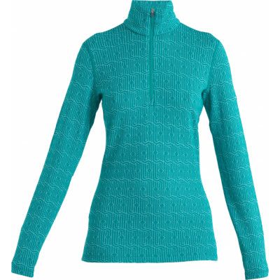 Icebreaker Women's Mer 260 Vertex Long Sleeve Half Zip Herenga Flux Green/Snow
