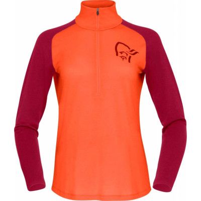 Norrøna Women's Norrøna Pureull Zip Neck Orange Alert/Rhubarb