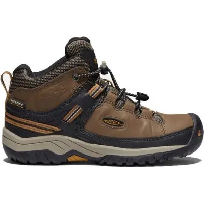 Keen Footwear Junior Targhee Mid Waterproof Dark Earth-Gold Brown