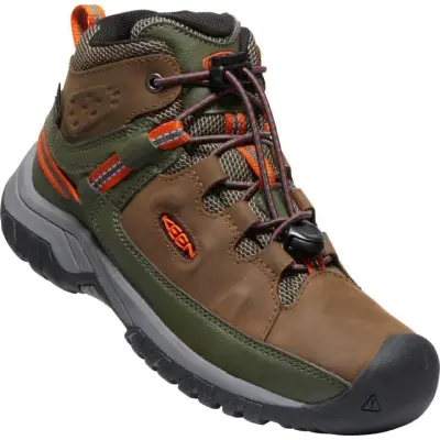 Keen Footwear Junior Targhee Mid Waterproof Dark Earth/Forest Night