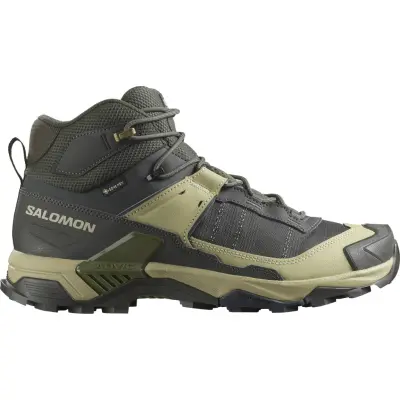 Salomon Men's X Ultra 5 Mid GORE-TEX Peat/gray Green/blue Nights