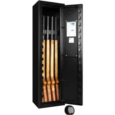 Scandinavian Safe SP4E Svart Vapenskåp för 1-5 vapen med elkodlås + LED lampa